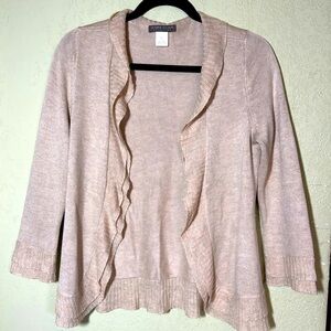 Sigrid Olsen  Cardigan with Ruffled Front 3/4 Sleeve Silk Cashmere Blend
